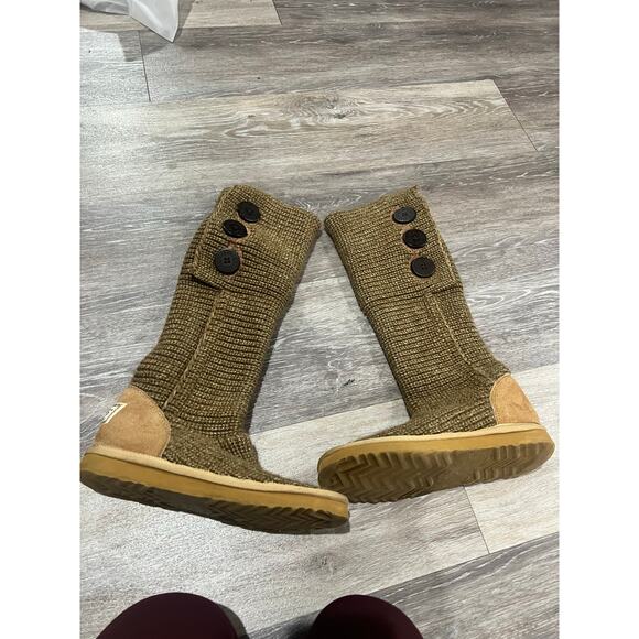 UGG Australia Chestnut Beige Knit Long Boots Size 6 - Picture 3 of 8